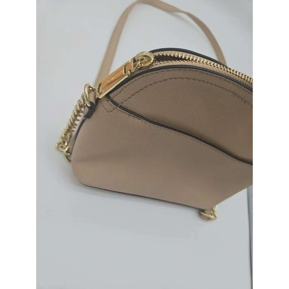 STEVE MADDEN Tan DOME SATCHEL CROSSBODY BAG GOLD CHAIN